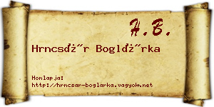 Hrncsár Boglárka névjegykártya