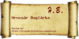 Hrncsár Boglárka névjegykártya